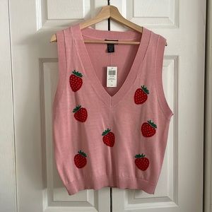 NWT Hot Topic Strawberry Pink Sweater Vest
